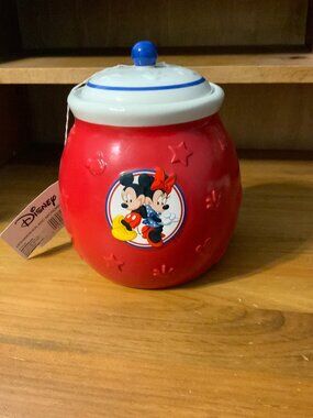 DISNEY MICKEY & MINNIE MOUSE CERAMIC LIDDED COOKIE JAR by HALLMARK